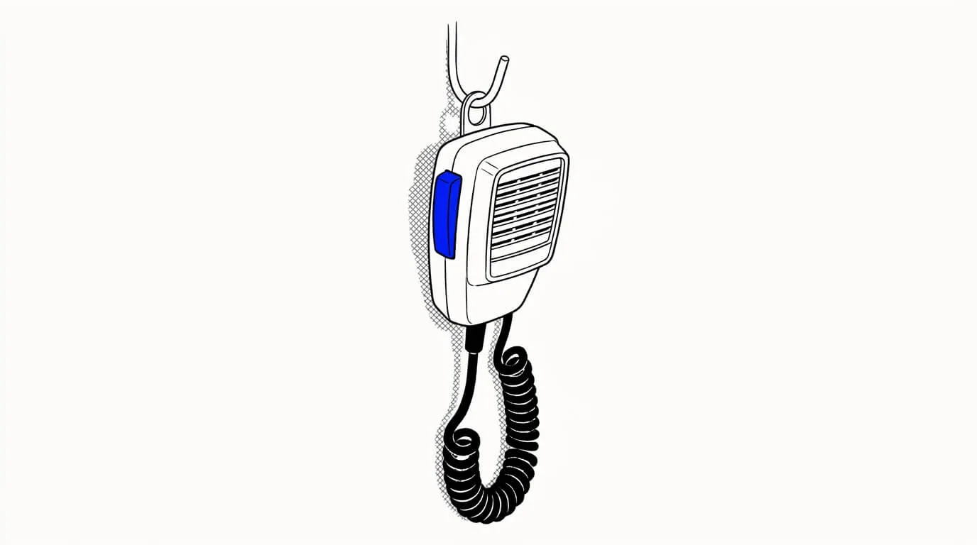 Line-art sketch of a CB radio handset