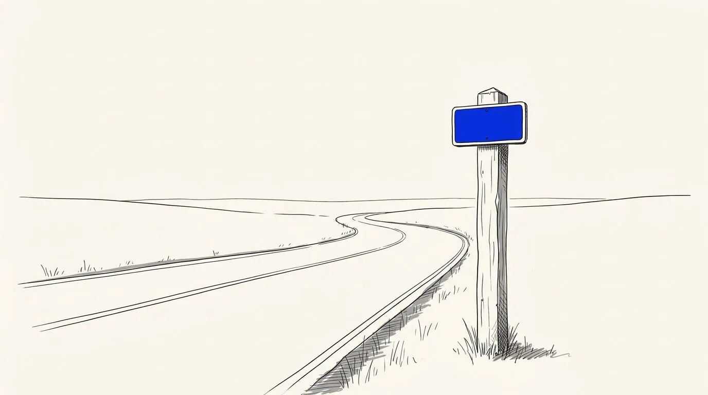 Line-art sketch of a highway mile-marker post
